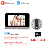 Smart Tuya 1080P WiFi Door Bell Eye Peephole Camera 5000mAh Audio 4.3' PIR FHD Infrared Alexa Google Announcement Digital Viewer