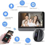 Smart Tuya 1080P WiFi Door Bell Eye Peephole Camera 5000mAh Audio 4.3' PIR FHD Infrared Alexa Google Announcement Digital Viewer