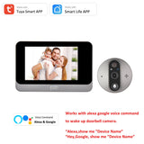 Smart Tuya 1080P WiFi Door Bell Eye Peephole Camera 5000mAh Audio 4.3' PIR FHD Infrared Alexa Google Announcement Digital Viewer