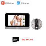 Smart Tuya 1080P WiFi Door Bell Eye Peephole Camera 5000mAh Audio 4.3' PIR FHD Infrared Alexa Google Announcement Digital Viewer
