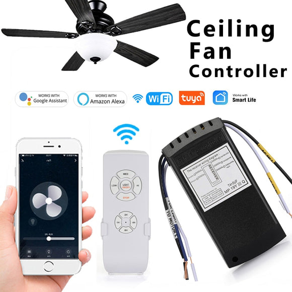Tuya Smart Life Ceiling Fan Controller WIFI Fan Light Kit With RF Remote Control APP Speed Switch Dimmer Work With Alexa Google