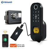Smart lock Waterproof Wifi Fingerprint Rim Lock Smart Card Digital Code Electronic Door Lock For Home Security Mortise