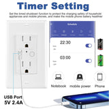 Wifi Smart Wall Outlet with USB Charger Double US Plug Switch Tuya Smart APP Remote Control Socket Work with Alexa Google Home