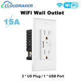 Wifi Smart Wall Outlet with USB Charger Double US Plug Switch Tuya Smart APP Remote Control Socket Work with Alexa Google Home