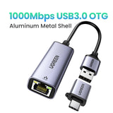 USB C Ethernet Adapter 1000/100Mbps USB Lan RJ45 Thunderbolt 3 for Laptop Macbook Samsung iPad USB Ethernet Network Card