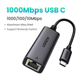 USB C Ethernet Adapter 1000/100Mbps USB Lan RJ45 Thunderbolt 3 for Laptop Macbook Samsung iPad USB Ethernet Network Card