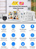 4K Onvif PoE NVR With 11.6&quot;inch Display 4CH 8CH Video Recorder for Home Security CCTV System H.265 Face/Vehicle Detect NVR XMEye