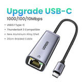 USB C Ethernet Adapter 1000/100Mbps USB Lan RJ45 Thunderbolt 3 for Laptop Macbook Samsung iPad USB Ethernet Network Card