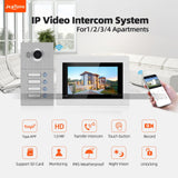 Jeatone 7&#39;&#39; Touch Screen WiFi IP Video Door Phone Intercom System for 4 Floors Apartment with POE Switch and Tuya Remote Unlock