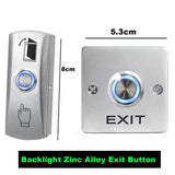 Zinc Alloy  Exit Button  Switch NO/NC/COM Door System Push Exit Release Button Switch For Access Control Backlight Button