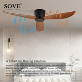SOVE Low Floor Modern Ceiling Fans Without Light DC 30W Ceiling Fan With Remote Control Home Simple Ceiling Fan No Lights 220V