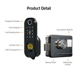 Smart lock Waterproof Wifi Fingerprint Rim Lock Smart Card Digital Code Electronic Door Lock For Home Security Mortise