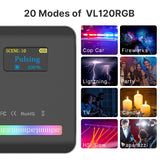 Compact Video Light with Display Screen Diffuser Mini Camera RGB Light Smartphone Selfie Lighting 3100mAh