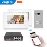 Jeatone 7 Inch WiFi Video Intercom for 2 Apartments Door Access Control System Tuya Smart APP Remote Unlock,Call and Monitor