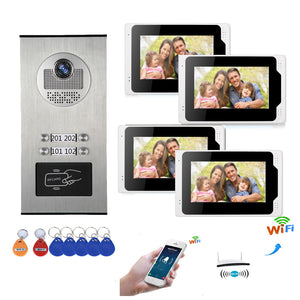 Tuya Wired/Wifi Smart IP Video Doorbell Intercom System ,7 Inch+4~12 x 7 Inch Monitor with 1080P Wired Door Phone Camera