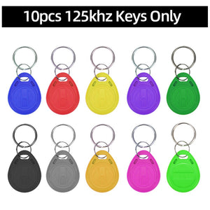RFID Keypad Keyboard Access Control System Waterproof Cover Outdoor 10pcs EM4100/TK4100 Keyfobs Door Opener for Home Lock System