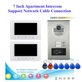 Network cable connection 7&quot; Video Intercom Door Phone System 6/4/3/2 Monitors + RFID Access Outdoor Camera for 6~2 Family House