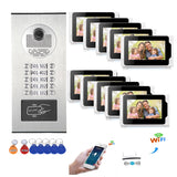 Tuya Wired/Wifi Smart IP Video Doorbell Intercom System ,7 Inch+4~12 x 7 Inch Monitor with 1080P Wired Door Phone Camera