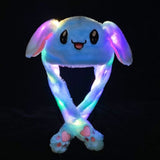 Adult Kids Light Up Plush Animal Hat with Moving Ears Cartoon Rabbit Bunny Panda LED Glowing Earflap Cap Stuffed Toys