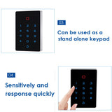Waterproof WiFi Tuya App Backlight Touch 125khz RFID Card Access Control Keypad WG26 Output Alarm Management Card Support