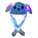Adult Kids Light Up Plush Animal Hat with Moving Ears Cartoon Rabbit Bunny Panda LED Glowing Earflap Cap Stuffed Toys