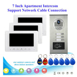 Network cable connection 7&quot; Video Intercom Door Phone System 6/4/3/2 Monitors + RFID Access Outdoor Camera for 6~2 Family House