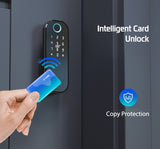 Smart lock Waterproof Wifi Fingerprint Rim Lock Smart Card Digital Code Electronic Door Lock For Home Security Mortise