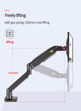 NB F195A 3-12kg Aluminum 22-32" Dual computer screen stand Gas Spring Arm Full Motion double PC Monitor Holder Support