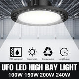 220V Lamp Garage Bulb UFO Lampara Led Spotlight 100W 150W 200W 240W Industrial Lighting Chandelier For Warehouse
