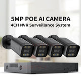 5MP 4CH POE NVR Kit IP Camera With Micro Alarm Motion Detection P2P Camera System Full color night vision Smart Face Search