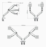 NB F195A 3-12kg Aluminum 22-32" Dual computer screen stand Gas Spring Arm Full Motion double PC Monitor Holder Support