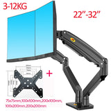 NB F195A 3-12kg Aluminum 22-32" Dual computer screen stand Gas Spring Arm Full Motion double PC Monitor Holder Support
