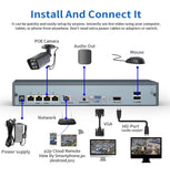 5MP 4CH POE NVR Kit IP Camera With Micro Alarm Motion Detection P2P Camera System Full color night vision Smart Face Search