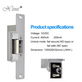 New DC12V Electric Strike Lock NO NC Narrow Fail Secure Fail Safe Electronic Locks for RFID Door Access Control System