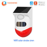 Wireless Tuya Smart Life Flash Strobe Outdoor Solar Infrared Waterproof Siren Home Burglar Security Alarm System Use With PG107