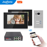 Jeatone 7 Inch WiFi Video Intercom for 2 Apartments Door Access Control System Tuya Smart APP Remote Unlock,Call and Monitor