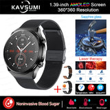 2023 New Blood Glucose Clock Sapphire Glass AMOLED Smart Watch Men ECG Blood Pressure Monitoring Laser Therapy Health Smartwatch