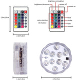 10leds RGB Led Submersible Light Underwater Night Lamp Battery Operated Garden Swimming Pool Light for Wedding Party Vase Bowl