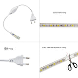 220V LED Strip Lights 5050 Waterproof High Brightness Flexible Lamp Tape Kitchen Outdoor Garden Room Decor LED Strip With Switch