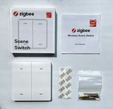 Tuya Smart ZigBee 4 Gang Wireless Scene Switch 12 Scene Push Button Controller Smart Home Battery Powered for Smart Life Device