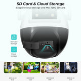 8MP Dual Screen PTZ Wifi Surveillance AI Human Detect Camera Bluetooth Connectinvity 3 Night Vision Modes IP66 Waterproof ICSEE