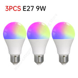 Tuya E27 Smart Light Bulb 9W LED Lamp Dimmable Bulb Timer RGBCW LED Light Smart Life App Control Support Alexa Google Home Alice