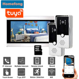 Homefong 7 Inch 1080P Touch Screen Tuya Wifi Video Intercom System Record Motion Detection Wireless Video Door Phone Doorbell