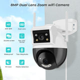 8MP Dual Screen PTZ Wifi Surveillance AI Human Detect Camera Bluetooth Connectinvity 3 Night Vision Modes IP66 Waterproof ICSEE