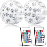 10leds RGB Led Submersible Light Underwater Night Lamp Battery Operated Garden Swimming Pool Light for Wedding Party Vase Bowl