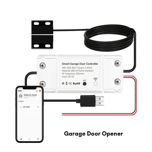 Tuya Wifi Smart Garage Door Opener Controller Switch Siren Horn Alarm RF433 Remote APP Control Works with Alexa Google Home Siri