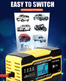 12V / 24V Car Battery Charger Full Automatic Intelligent Fast Charging Pulse Repair Charger for AGM GEL WET Lead Acid