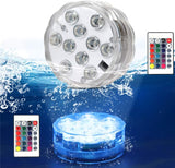 10leds RGB Led Submersible Light Underwater Night Lamp Battery Operated Garden Swimming Pool Light for Wedding Party Vase Bowl