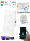 Tuya WiFi Smart Light Switch Alexa Google Home 110V 220V No Neutral Wire Single Fire RF433Mhz Remote 1 2 3 Gang