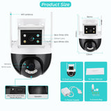 8MP Dual Screen PTZ Wifi Surveillance AI Human Detect Camera Bluetooth Connectinvity 3 Night Vision Modes IP66 Waterproof ICSEE
